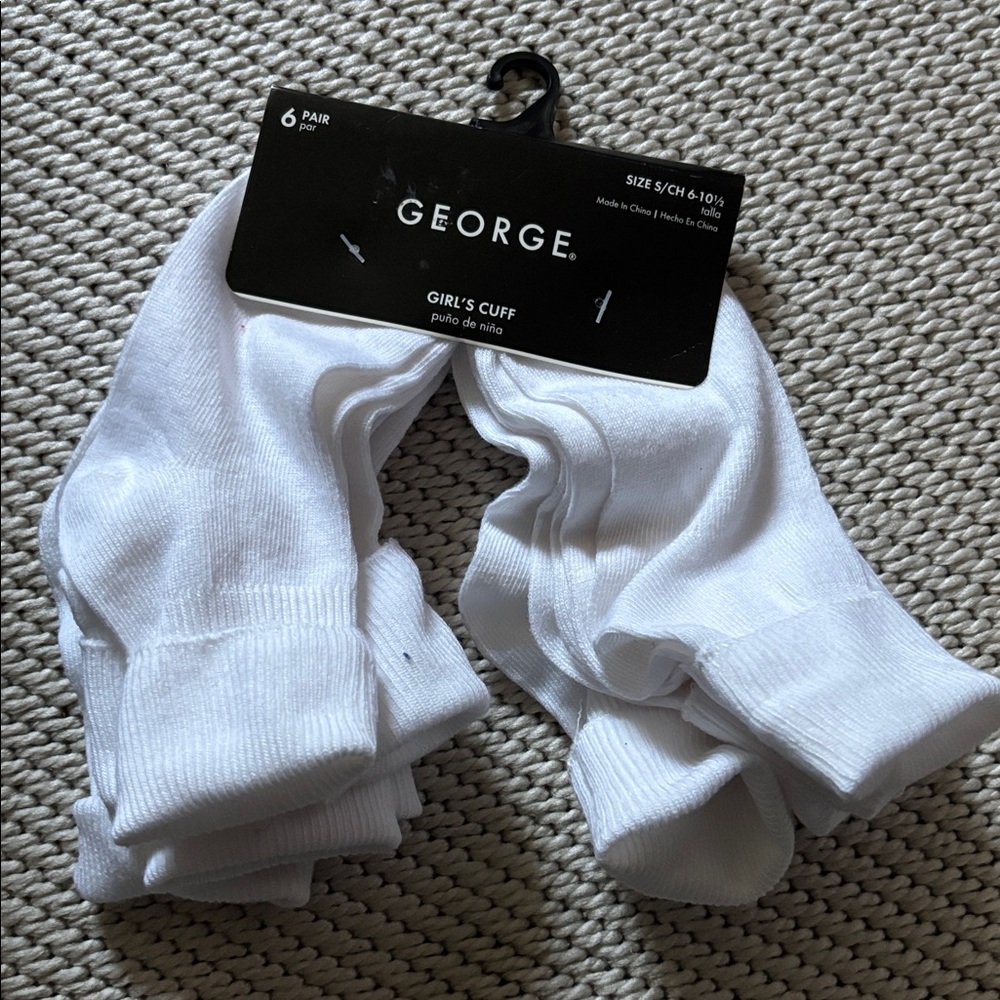 Socks cuff 6 pair new size S-10.5 George polyester, nylon & spandex
